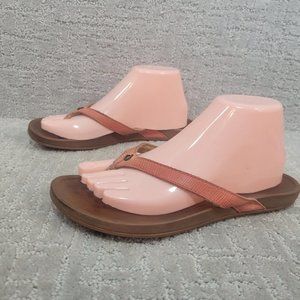 Olukai Hi'ONA-W Womens Size 9 Peach Leather Comfort Slip On Flip Flop Sandal